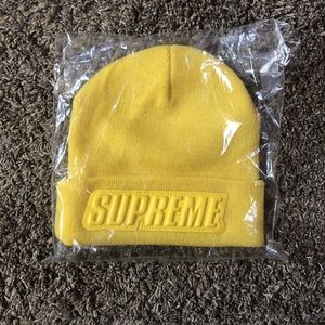 Supreme Raised Patent Logo Beanie Gold
